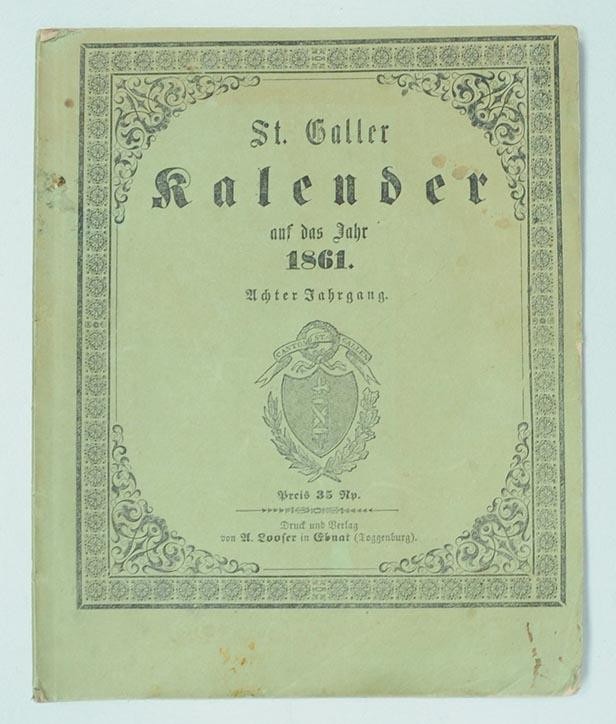 Kalender "St. Galler Kalender auf das Jahr 1864", 11. Jg.