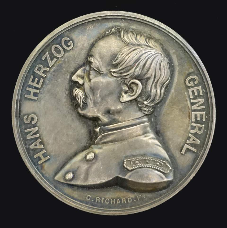 Medaille 50 Jahre General Herzog, Befehlshaber der Schweiz in der Grenzbesetzung 1870/71