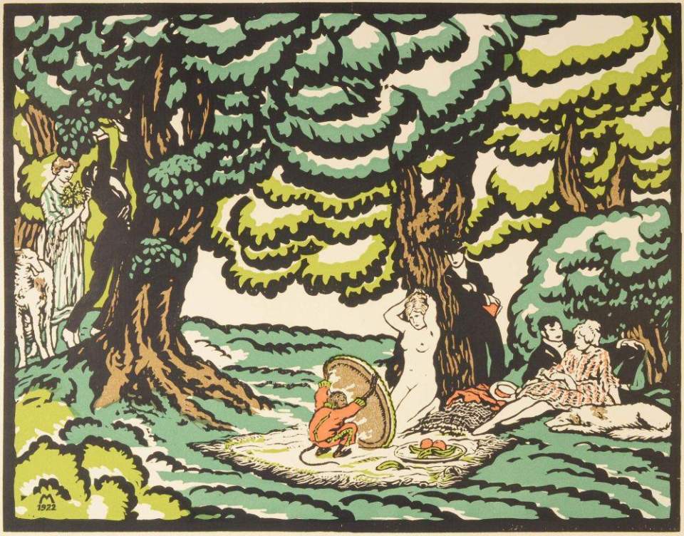 Farbholzschnitt "Schöner Sommertag"