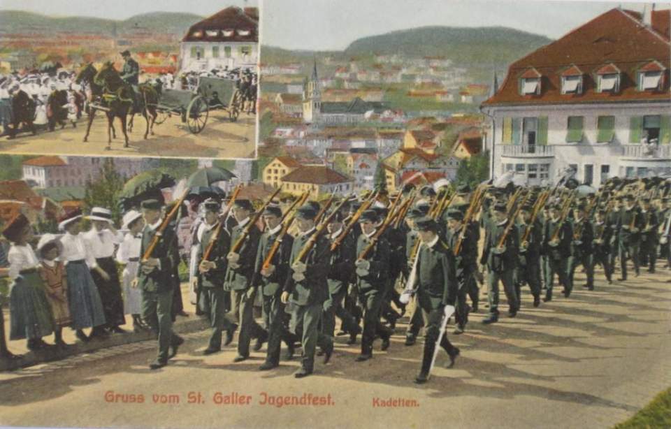 Postkarte, Ansichtskarte, Gruss vom St.Galler Jugendfest, Kadetten