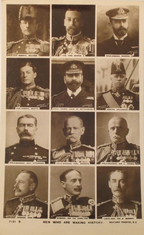 Postkarte, Ansichtskarte mit Porträtfotografien der britischen Armeeführer, Erster Weltkrieg
