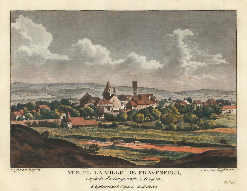 Grafik, Ansicht der Stadt Frauenfeld