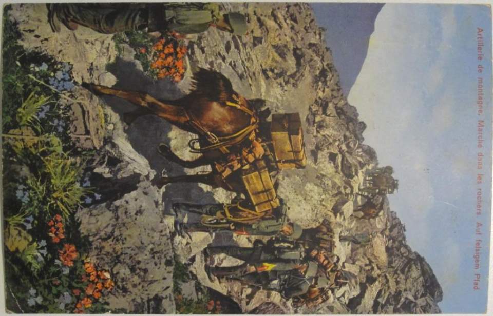 Postkarte, Ansichtskarte, Soldaten im Gebirge