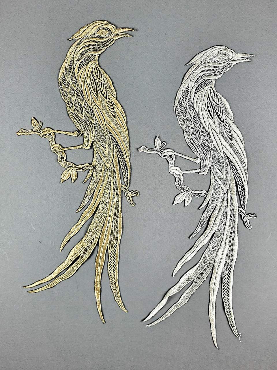 Stickerei - Applikation, Paradiesvogel, Vogel, Pfau