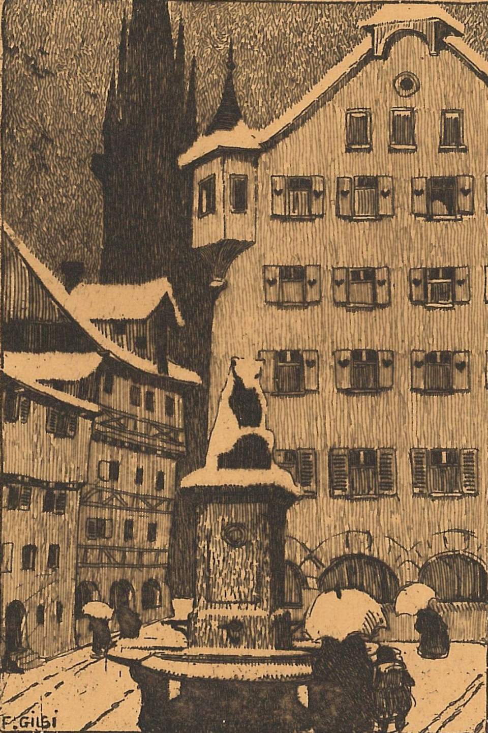 Spisergassbrunnen und Haus Freieck St.Gallen