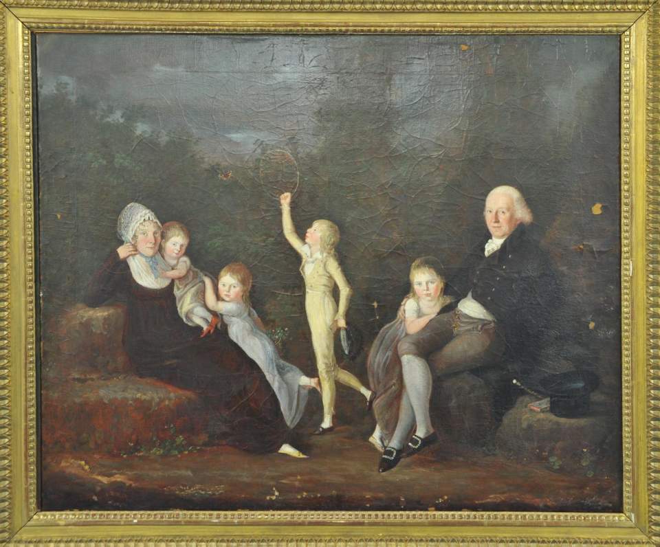 Ölgemälde, Ruprecht und Anna Huber-Schlatter mit Familie