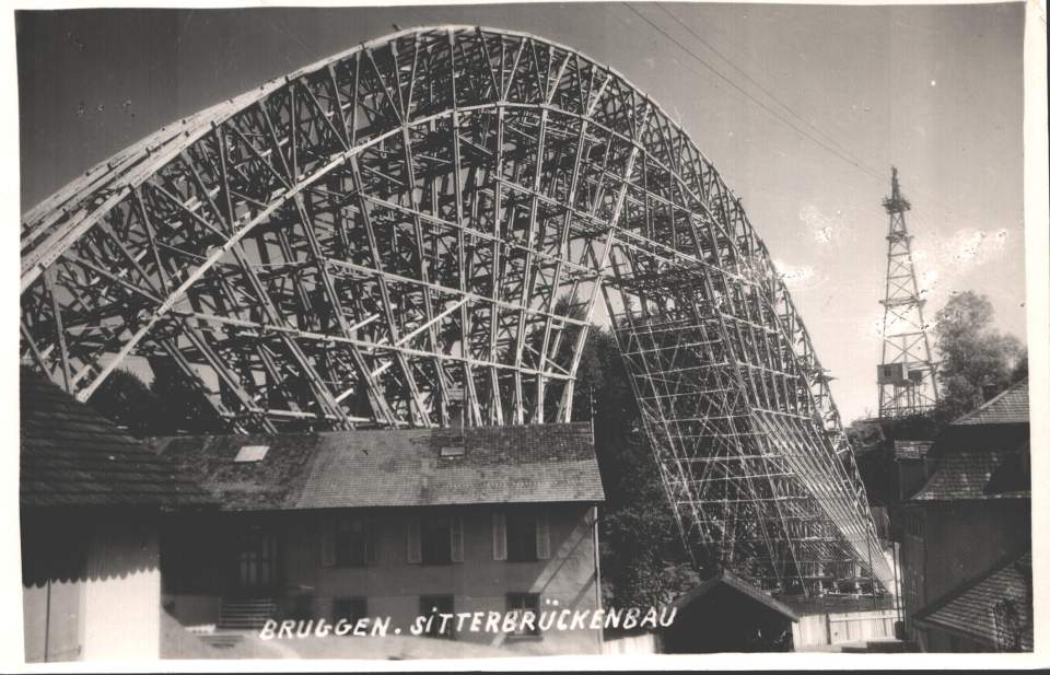 Postkarte Sitterbrückenbau