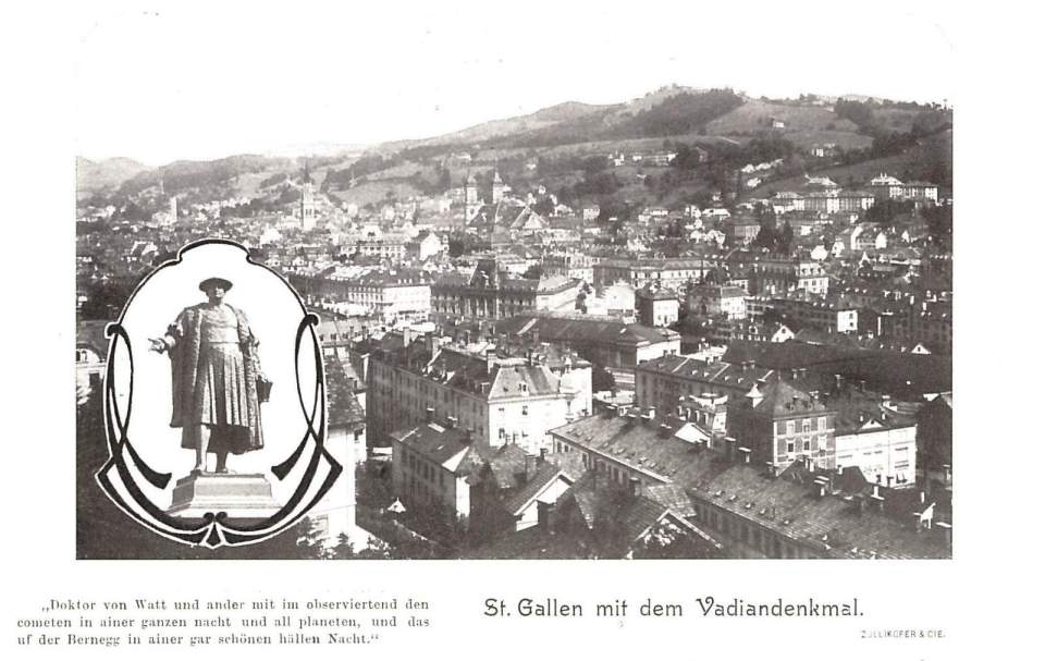 Postkarte St.Gallen mit Vadiandenkmal