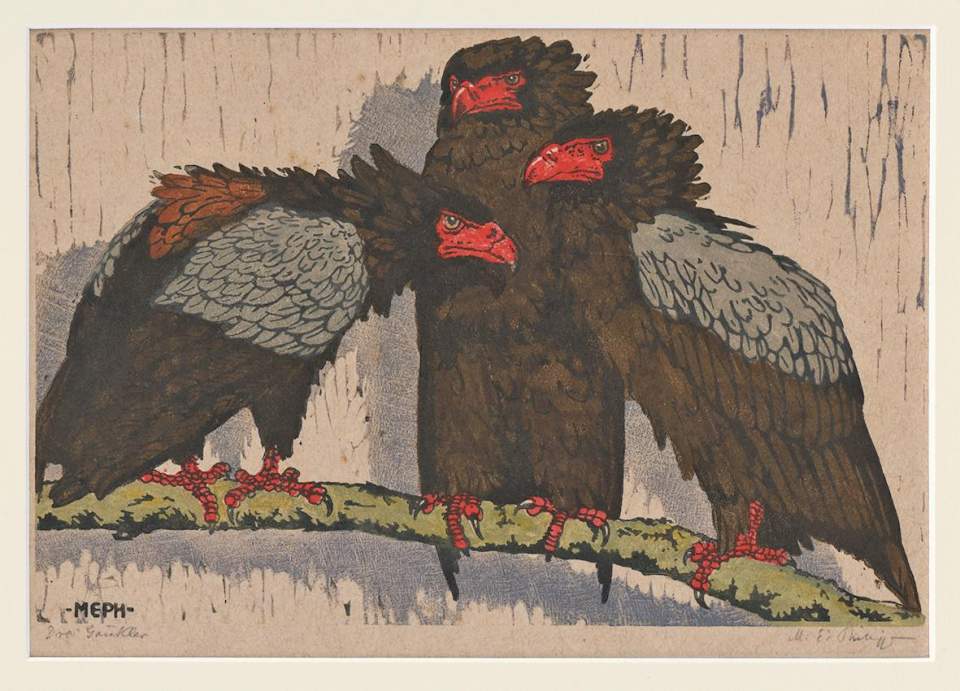 Farbholzschnitt "Drei Gaukler" Martin Erich Philipp