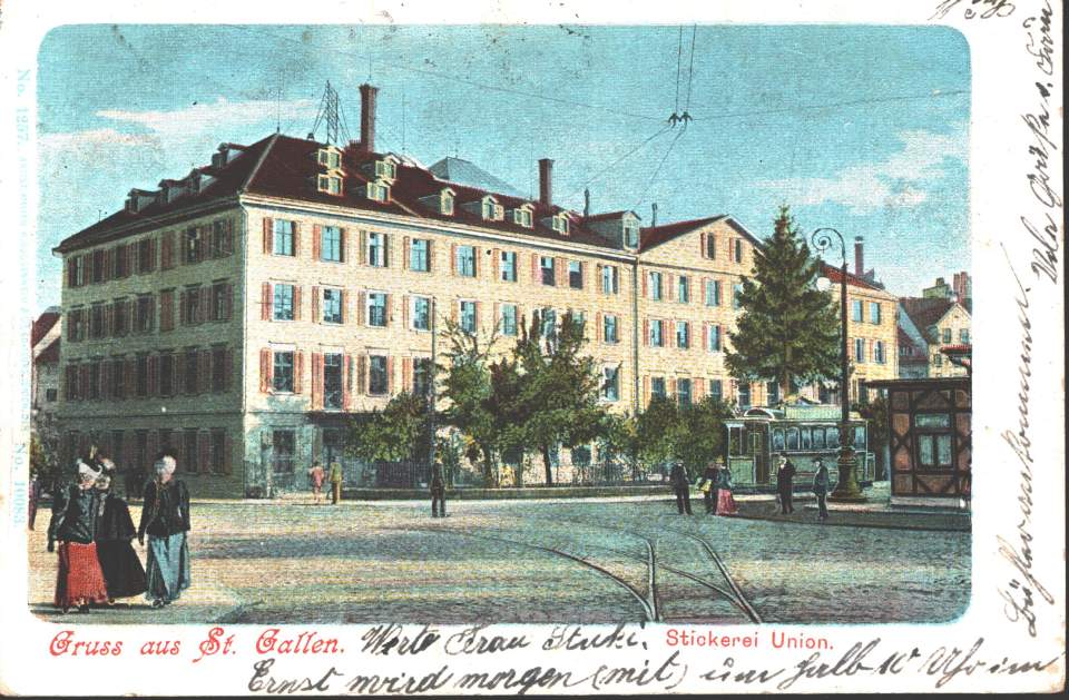 Postkarte St.Gallen Stickerei Union