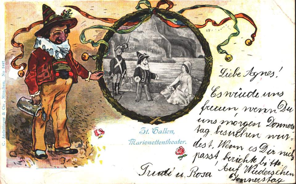 Postkarte Marionettentheater St.Gallen