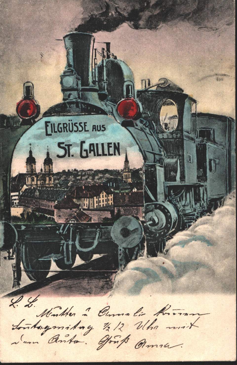 Postkarte Eisenbahn St.Gallen
