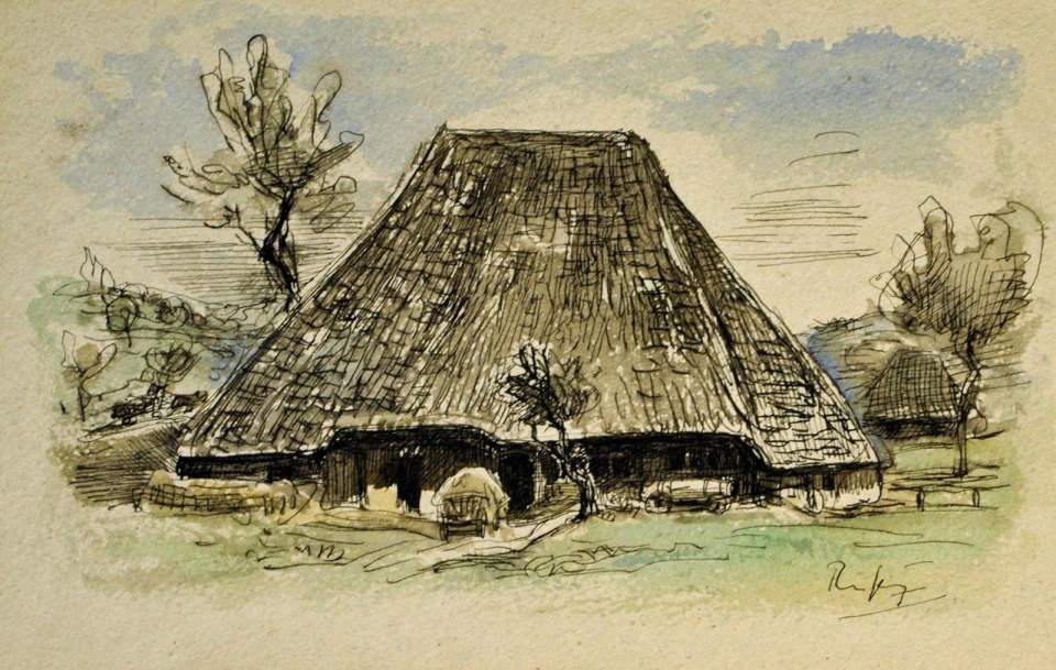 Aquarell, Haus