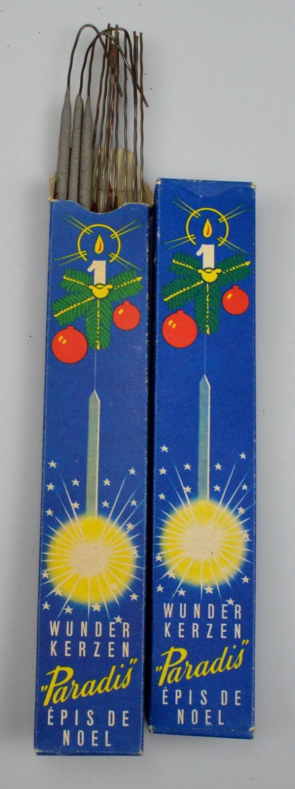 Weihnachtsschmuck, 2 Schachteln mit Wunderkerzen "Paradis"