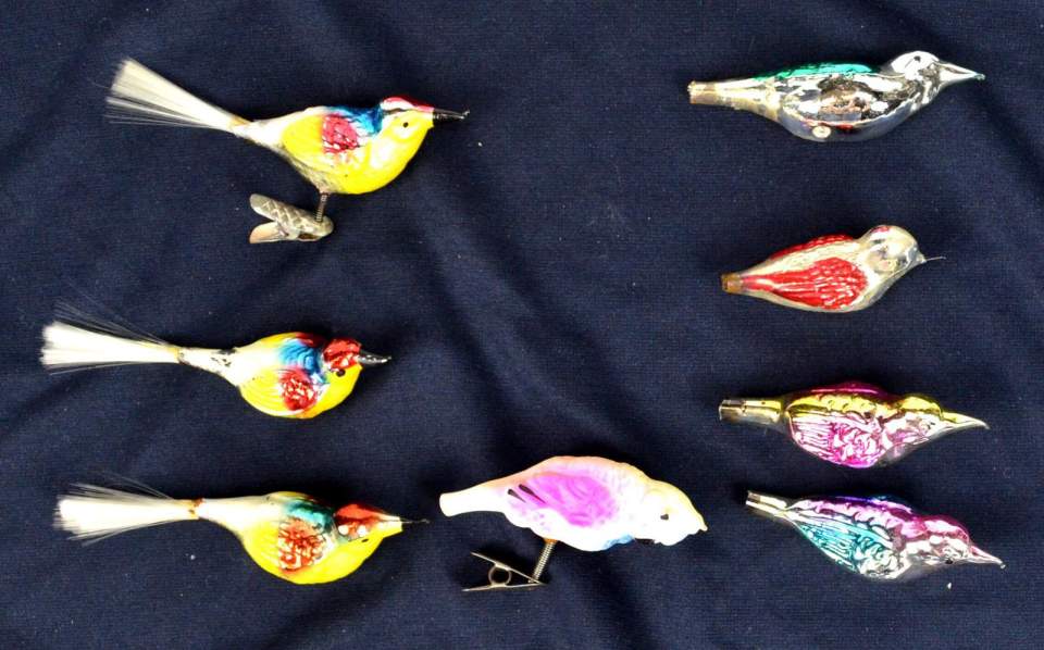 Weihnachtsschmuck, Christbaumschmuck, 8 Glasvögel