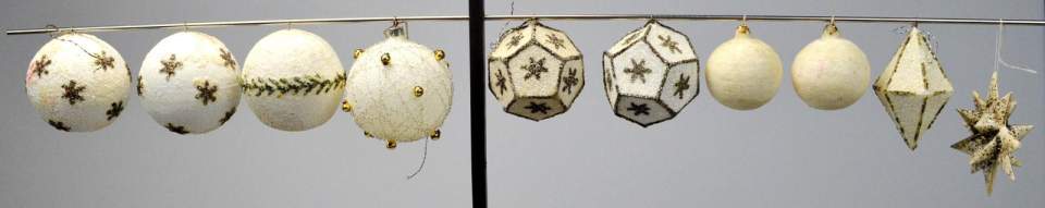 Weihnachtsschmuck, Christbaumschmuck aus Karton, Kugeln und Stern