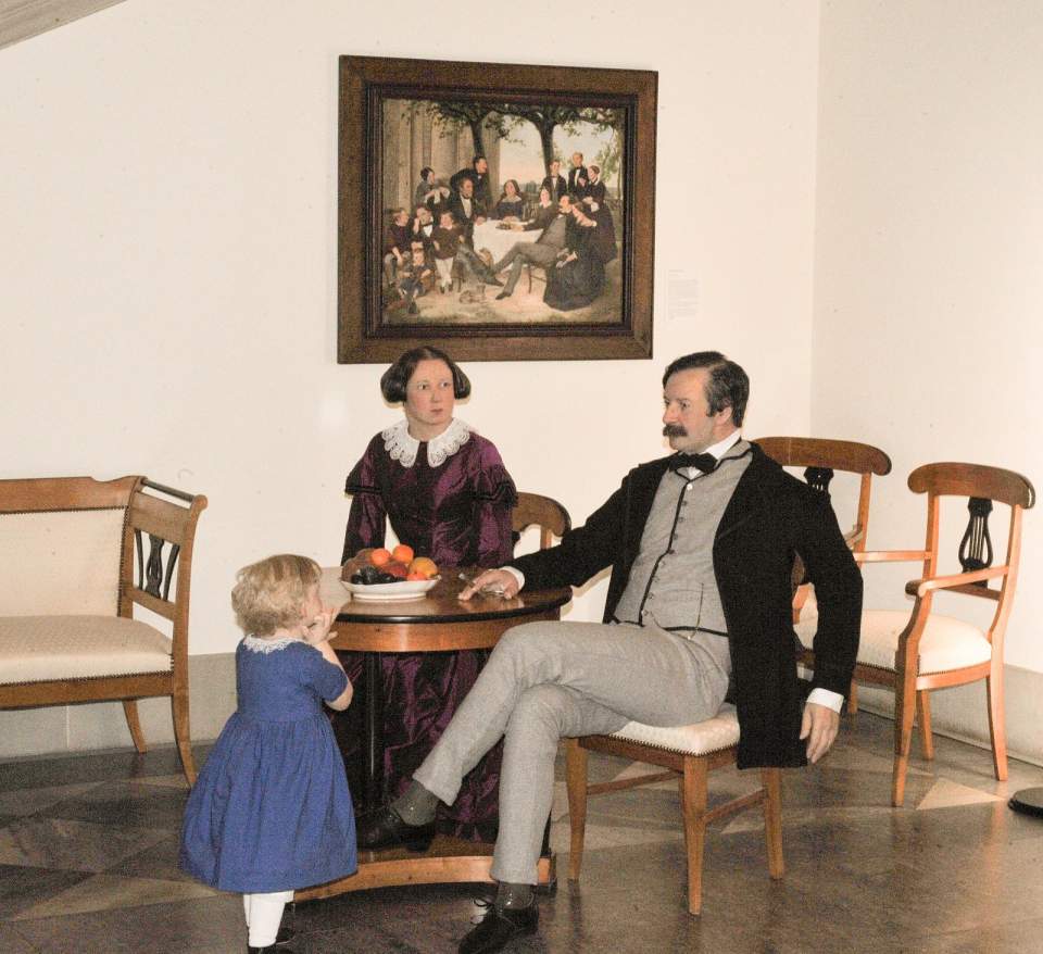 Biedermeier Gruppe, Mann, Frau, Kind