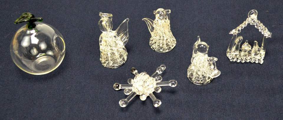Weihnachtsschmuck, Christbaumschmuck, 6 Objekte kunstgewerblicher Art