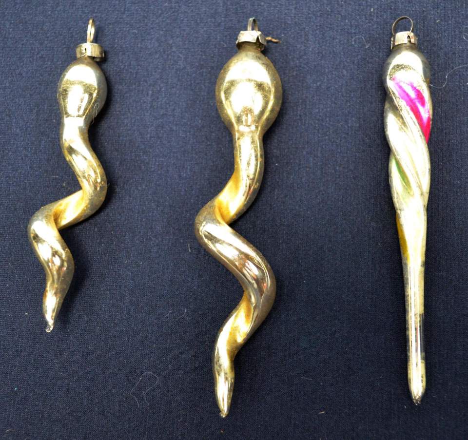 Weihnachtsschmuck, 3 Stäbe aus Glas (Eiszapfen)
