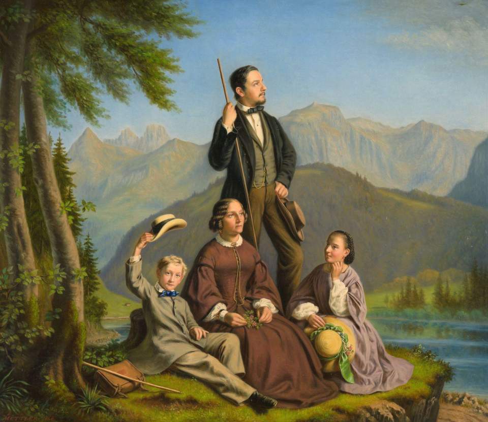 Porträt einer Familie im Hintergrund der Seealpsee