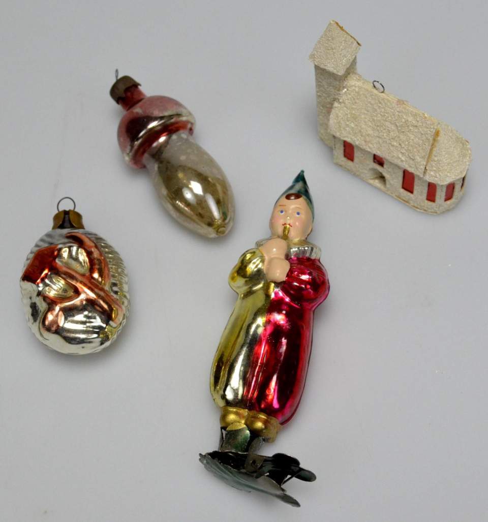 Weihnachtsschmuck, 4 Objekte verschiedener Art