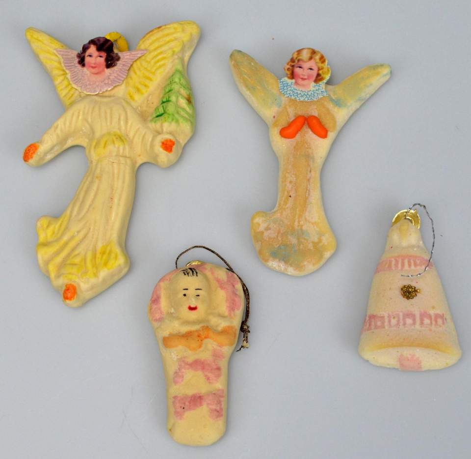 Weihnachtsschmuck, 4 Objekte aus Zucker