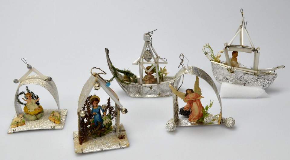 Weihnachtsschmuck, 5 Objekte Sebnitz