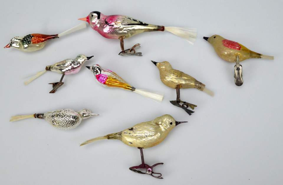 Weihnachtsschmuck, 8 Glasvögel