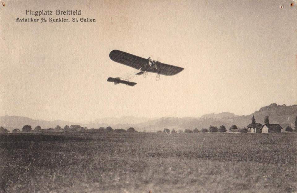 Postkarte Flugplatz Breitfeld Henri Kunkler