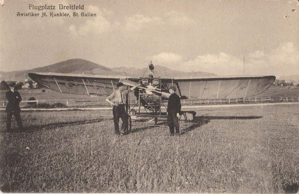 Postkarte Flugplatz Breitfeld Henri Kunkler