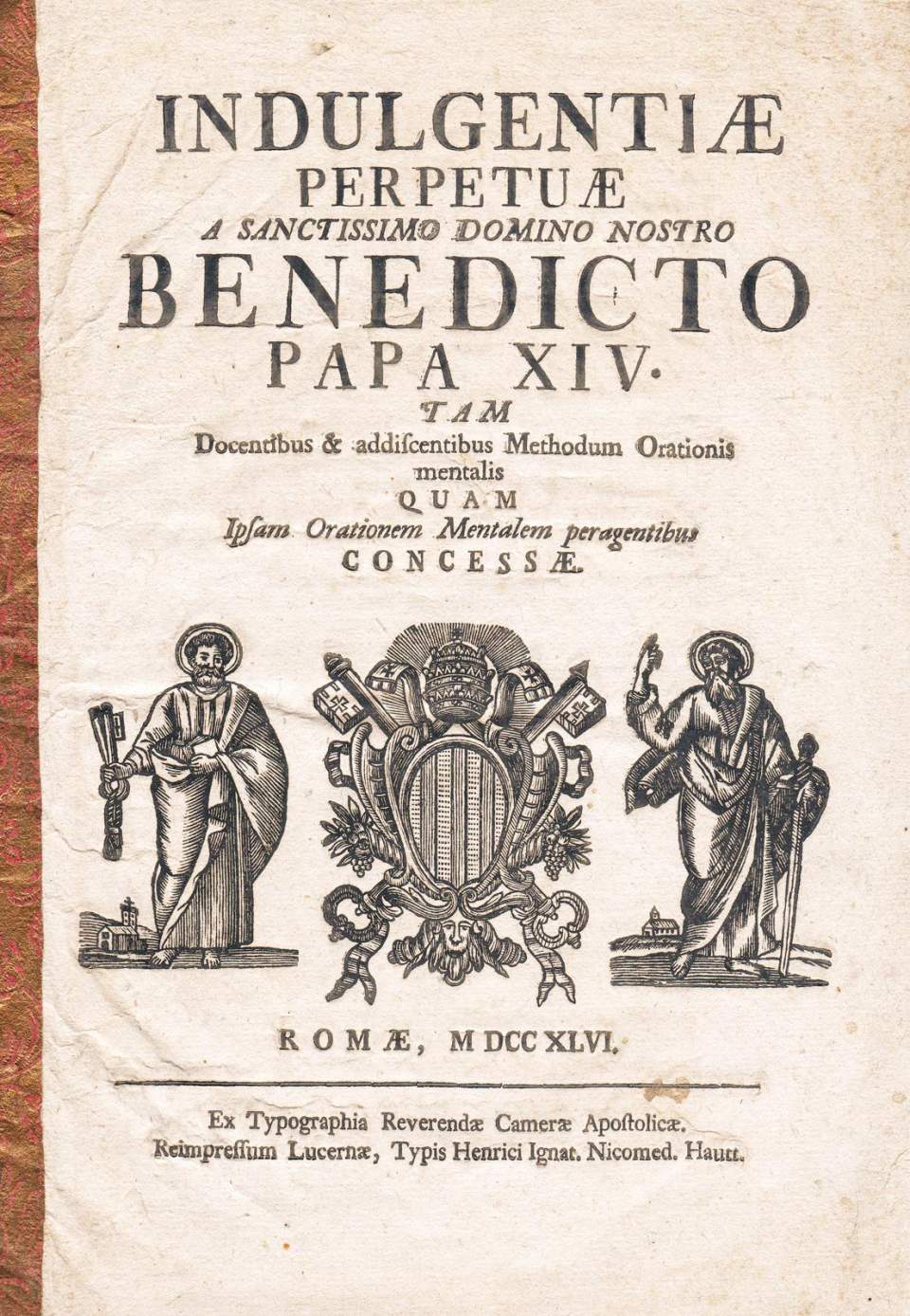 Ablassbrief von Papst Benedikt XIV., 1746