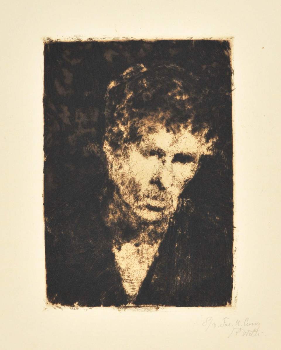 Radierung "Männerporträt" Albert Welti