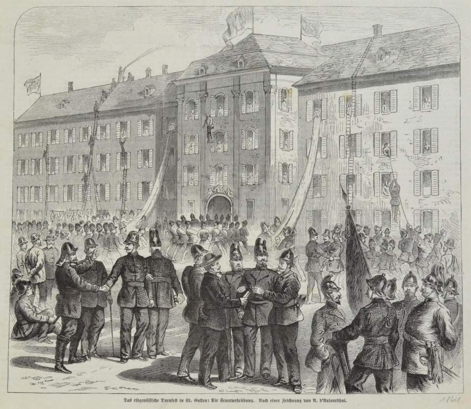 Zeitungsbild Feuerwehrübung eidgen. Turnfest St. Gallen