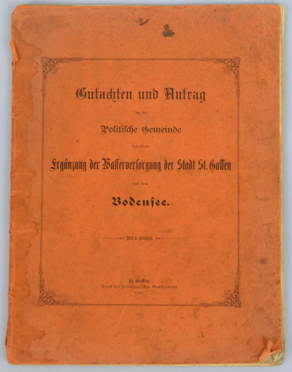 Gutachten Ergänzung der Wasserversorgung der Stadt St. Gallen