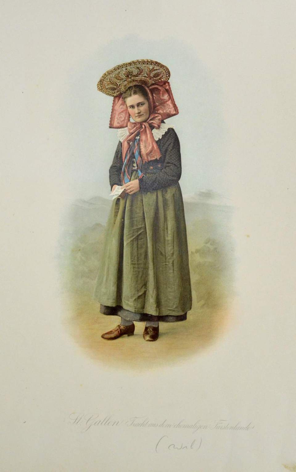 Trachtenbild, St.Gallerin aus dem Fürstenland