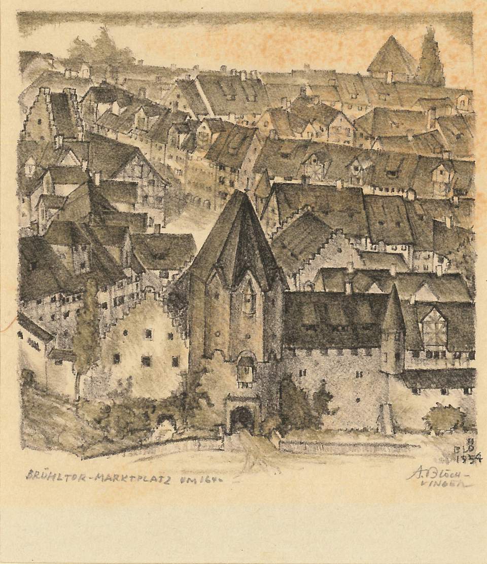 Grafik, Brühltor und Marktplatz
