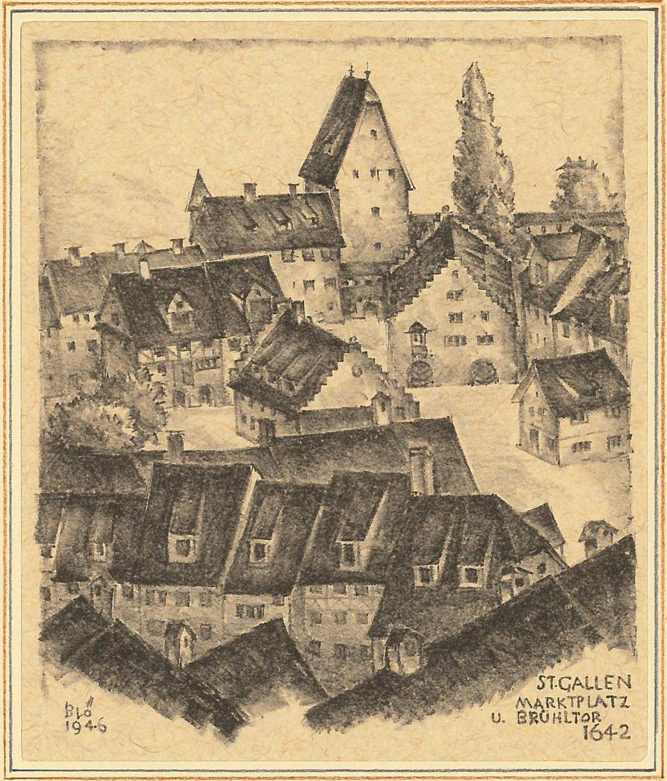 Grafik, Marktplatz und Brühltor