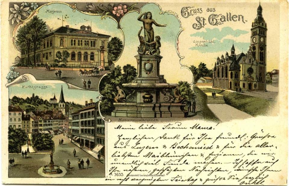 Ansichtskarte, Marktgasse, Linsenbühlkirche, Museum