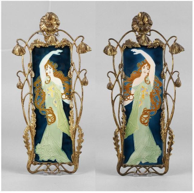 Johann von Schwarz Zwei Wandplatten Jugendstil
