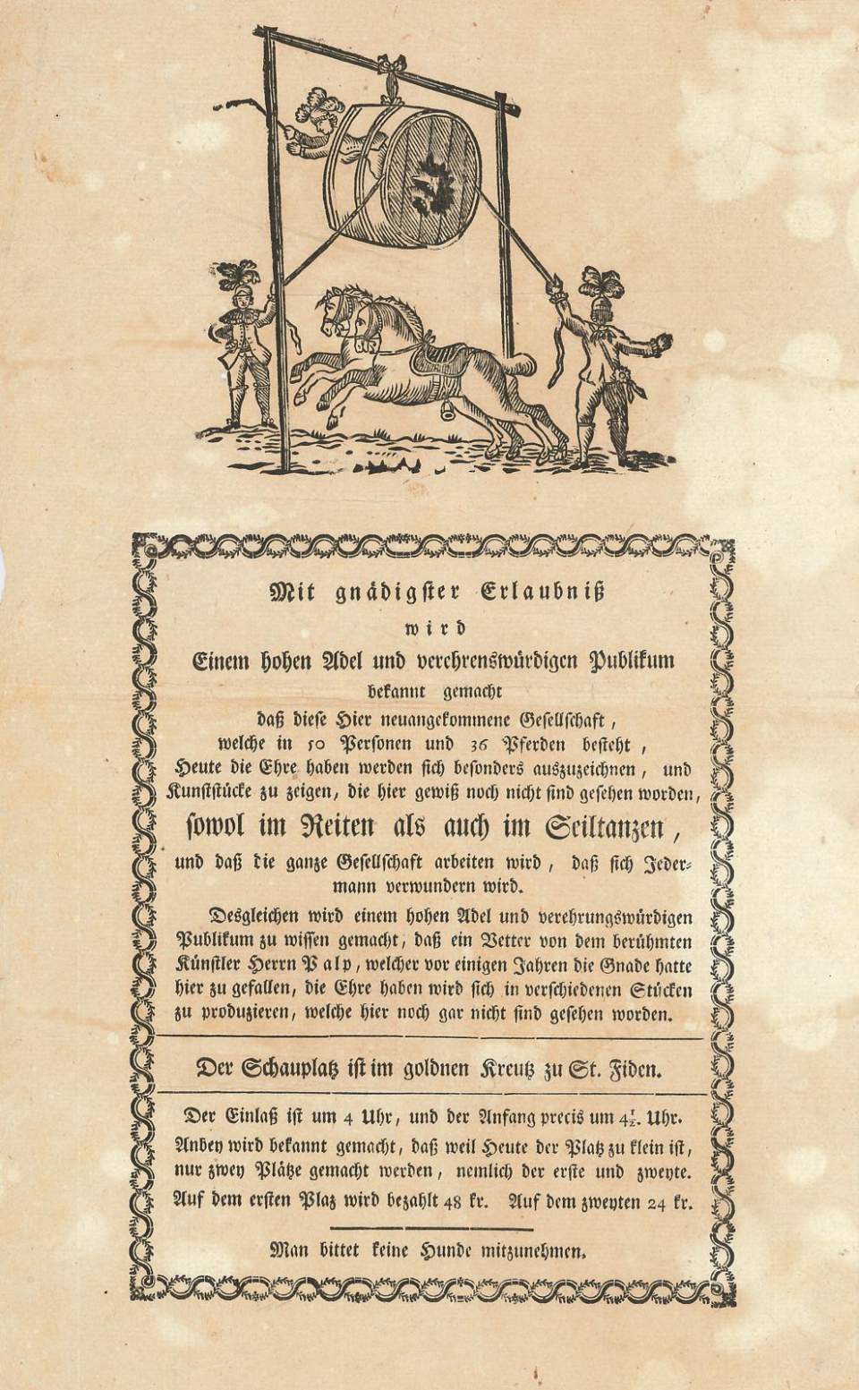 Flugblätter, Programme von Schaustellern und Aeristen