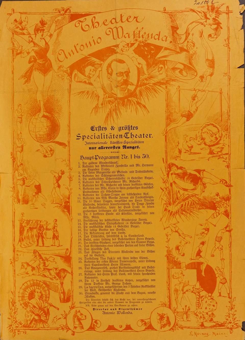 Flugblätter, Programme von Schaustellern und Aeristen