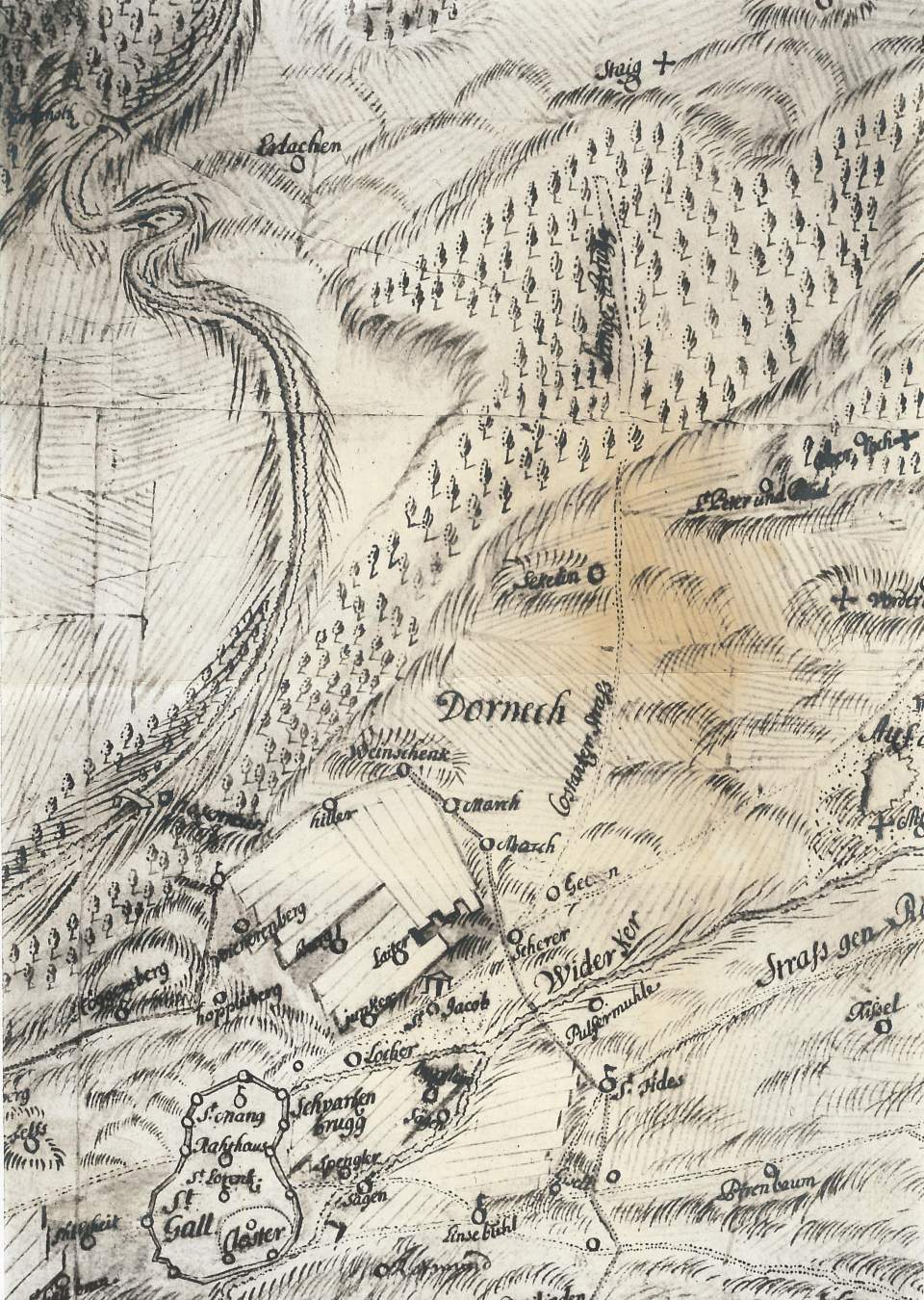 Fotokopie, Carte topographique de la ville de St. Gall, de son territoire et des environs
