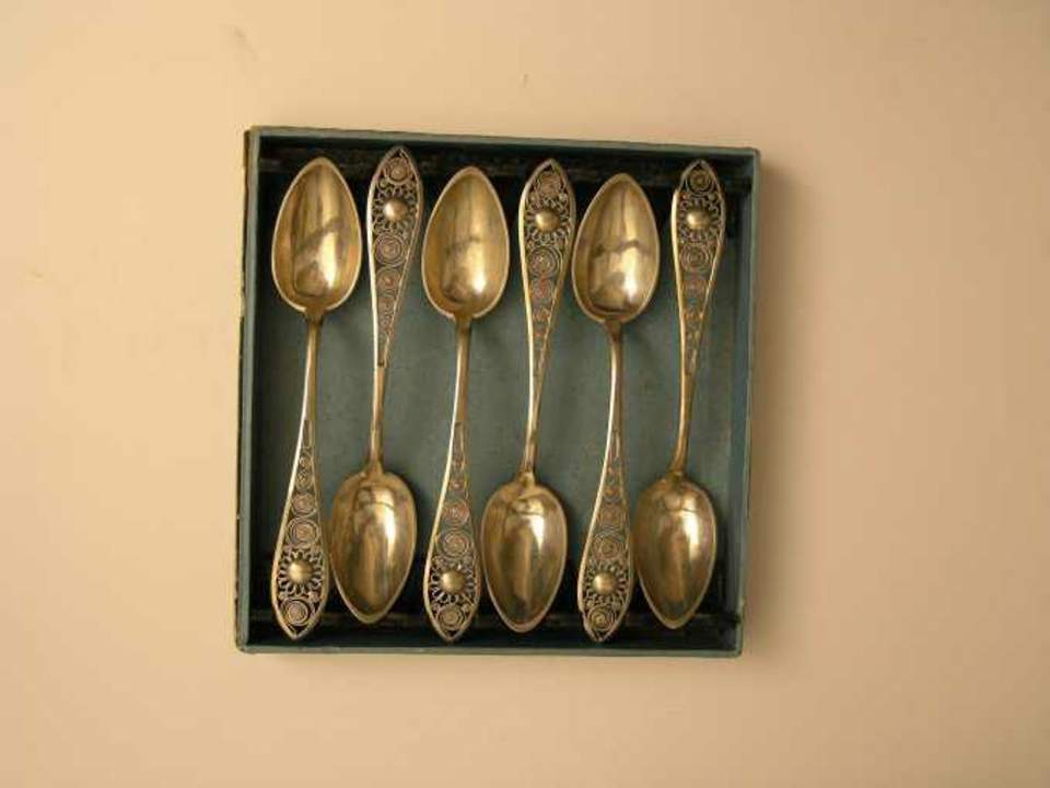 Kaffelöffel, Set von 6 Kaffelöffel in Schatulle, Löffel