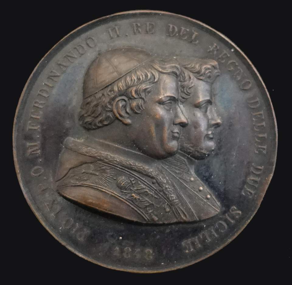 Medaille Papst Pius IX. und König Ferdinand II. v. Sizilien