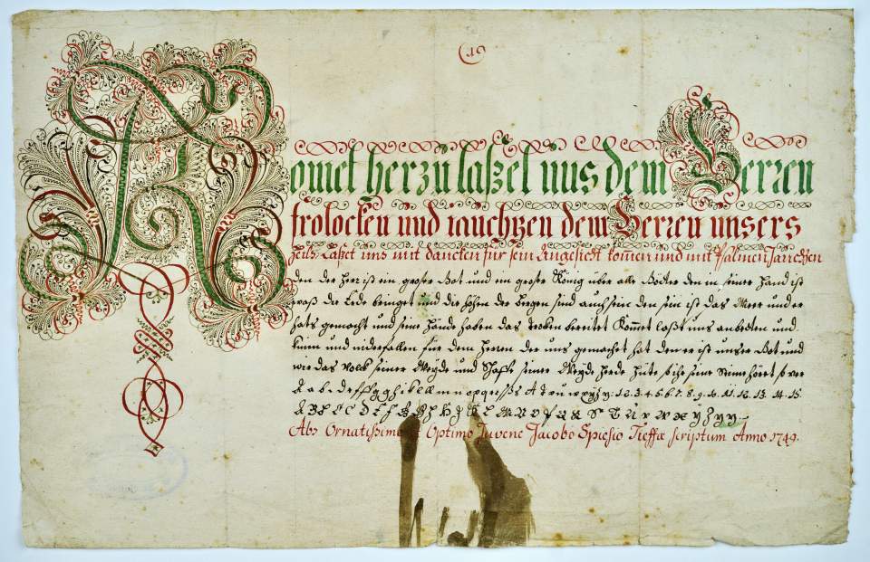 Osterschrift von Jacob Spiess aus Teufen, Probeschrift