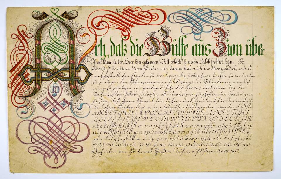 Osterschrift von Hans Konrad Spiess aus Teufen, Probeschrift