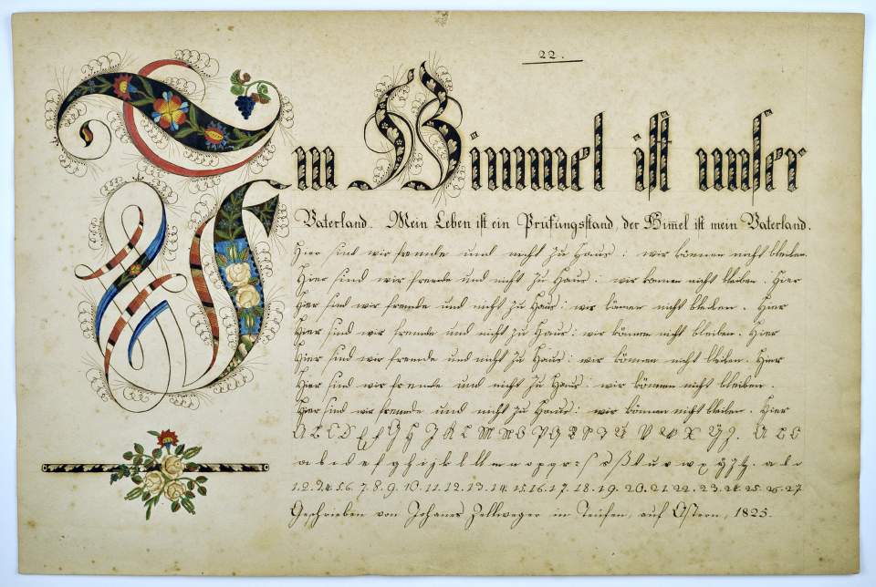 Osterschrift von Johannes Zellweger aus Teufen, Probeschrift