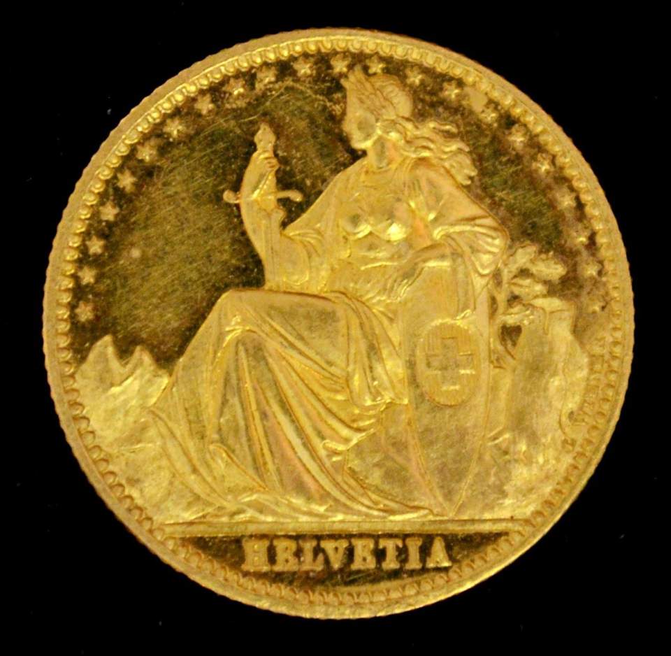 2 Münzen, Gold, 20 Franken, Probe, sehr selten