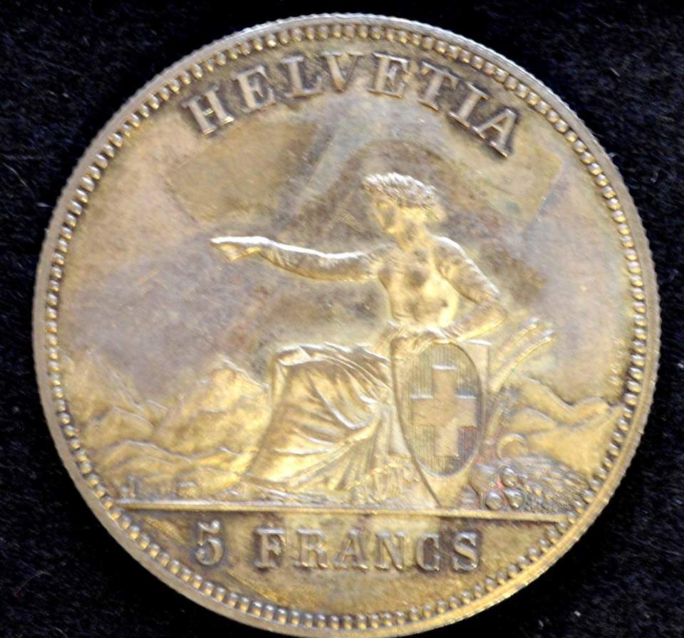 2 Schützentaler 5 Franken, Eidgenössisches Schützenfest in La Chaux-de-Fonds 1863