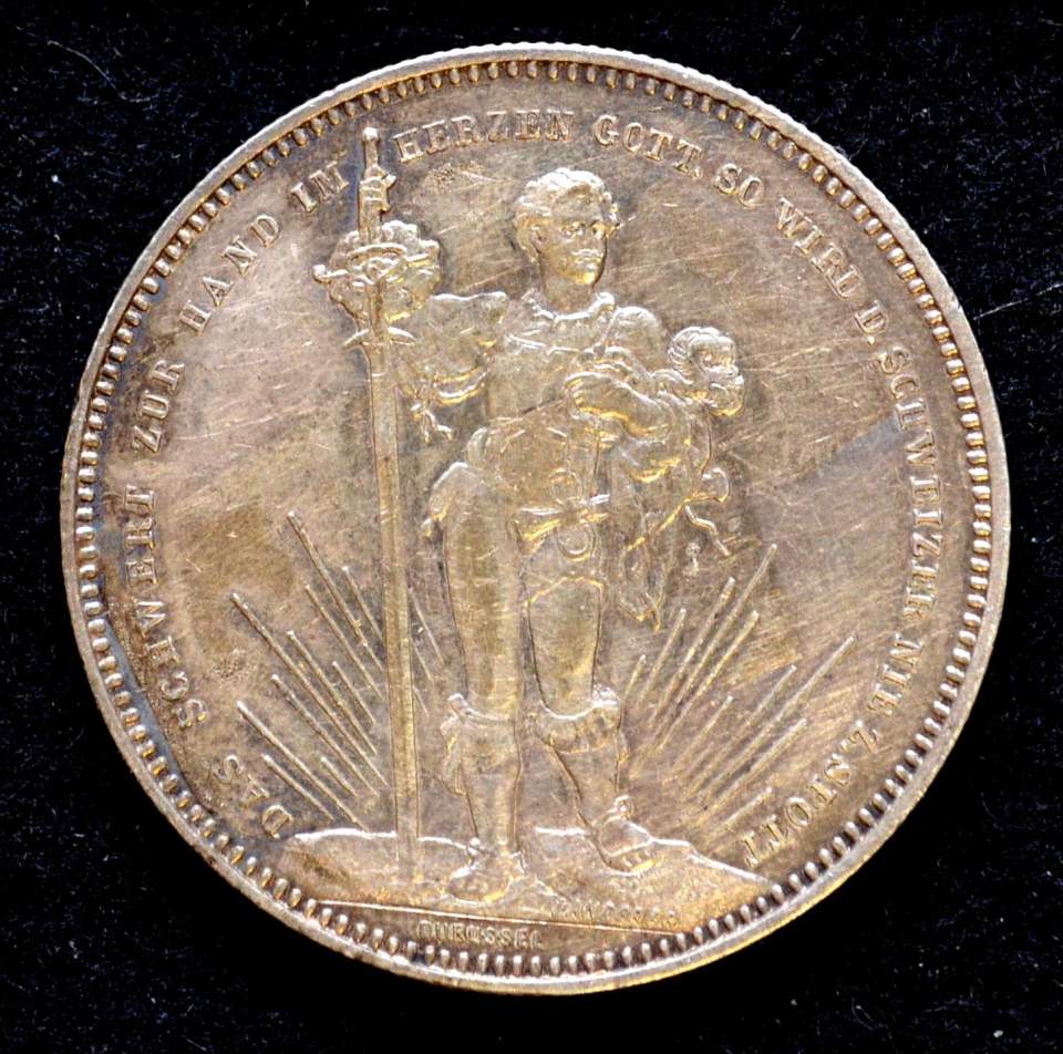 2 Schützentaler 5 Franken, Eidgenössisches Schützenfest in Basel 1879